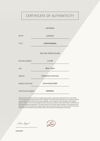A Ruff Reading — Certificate of Authenticity