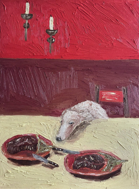 Dinner for One no. 13: Steak Dinner and Borzoi - Leah Boyd